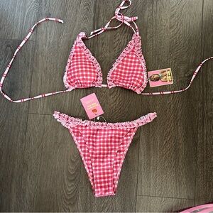 Strawberry Milk Mob Pink Gingham Bikini